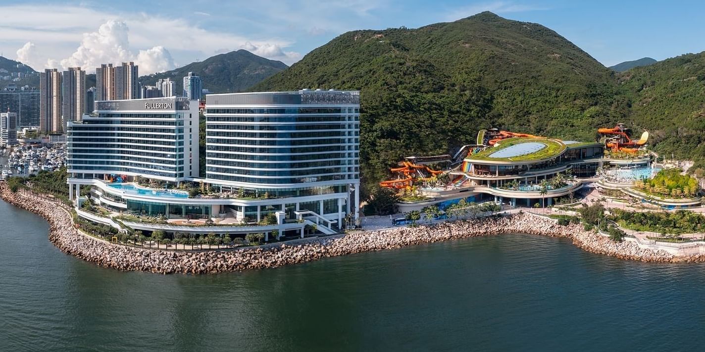 Aerial view of The Fullerton Ocean Park Hotel Hong Kong at The Fullerton Hotels and Resorts